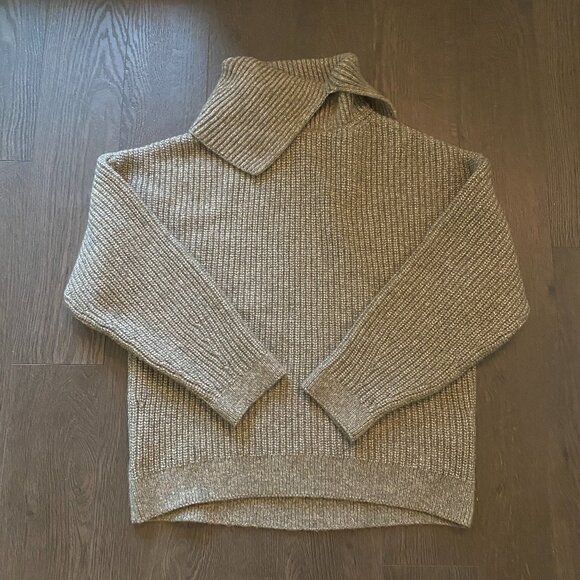 Massimo Dutti Ribbed Knit sweater thick knit turtleneck Italian yarn size small - Picture 1 of 11